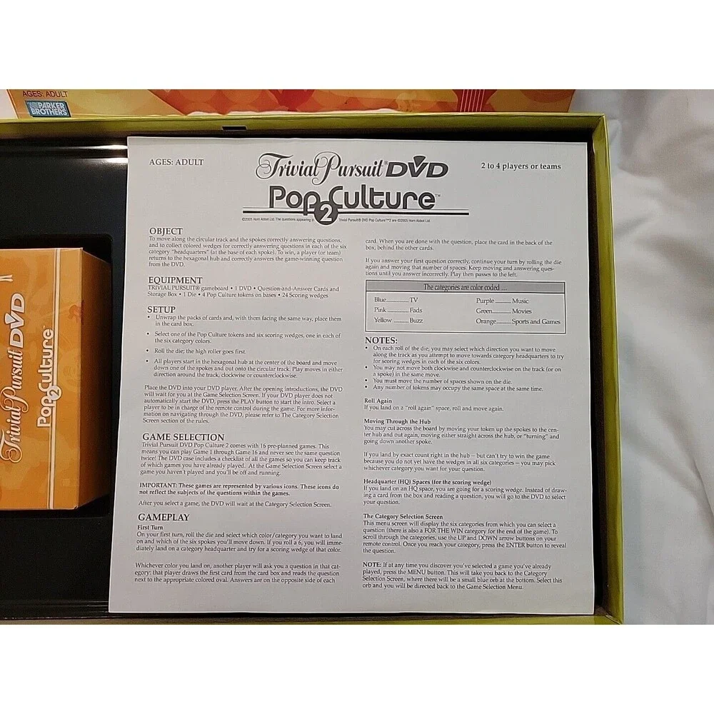 TRIVIAL PURSUIT - DVD Pop Culture 2nd Edition ALL PIECES INCLUDED New Open Box